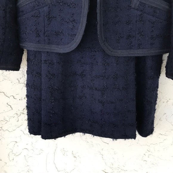 ✨Vintage Paula Klein Paris Chanel Style Navy Boucle Jacket/Skirt, SzM - Picture 4 of 8